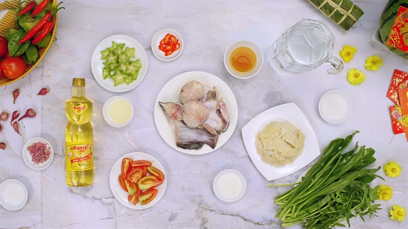 Nguyên liệu món ăn canh cá lăng nấu măng chua